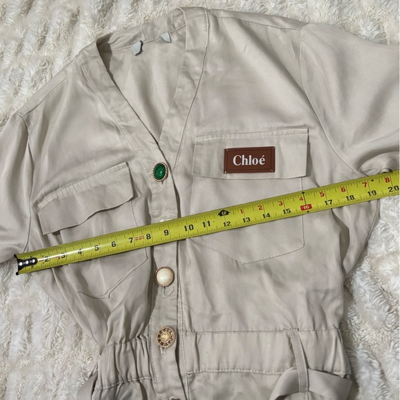 CHLOÉ Women’s Stylish Khaki Button-Up Playsuit - Picture 16 of 16